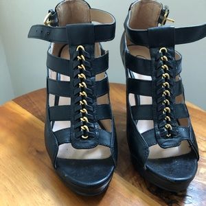 Candies Black Heels with Gold Chain